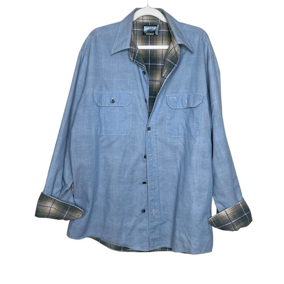 Fieldmaster FIELDMASTER Long Sleeve Flannel Check Shirt, Men's XL cotton navy blue type Vintage Second Hand